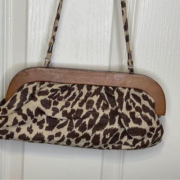 Vintage Sondra Robert’s Animal Print Crossbody or Shoulder Bag Purse Cream Brown - Picture 6 of 14